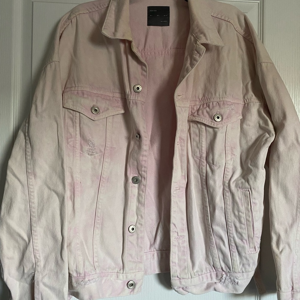Zara Faded Blush Pink Denim Jacket